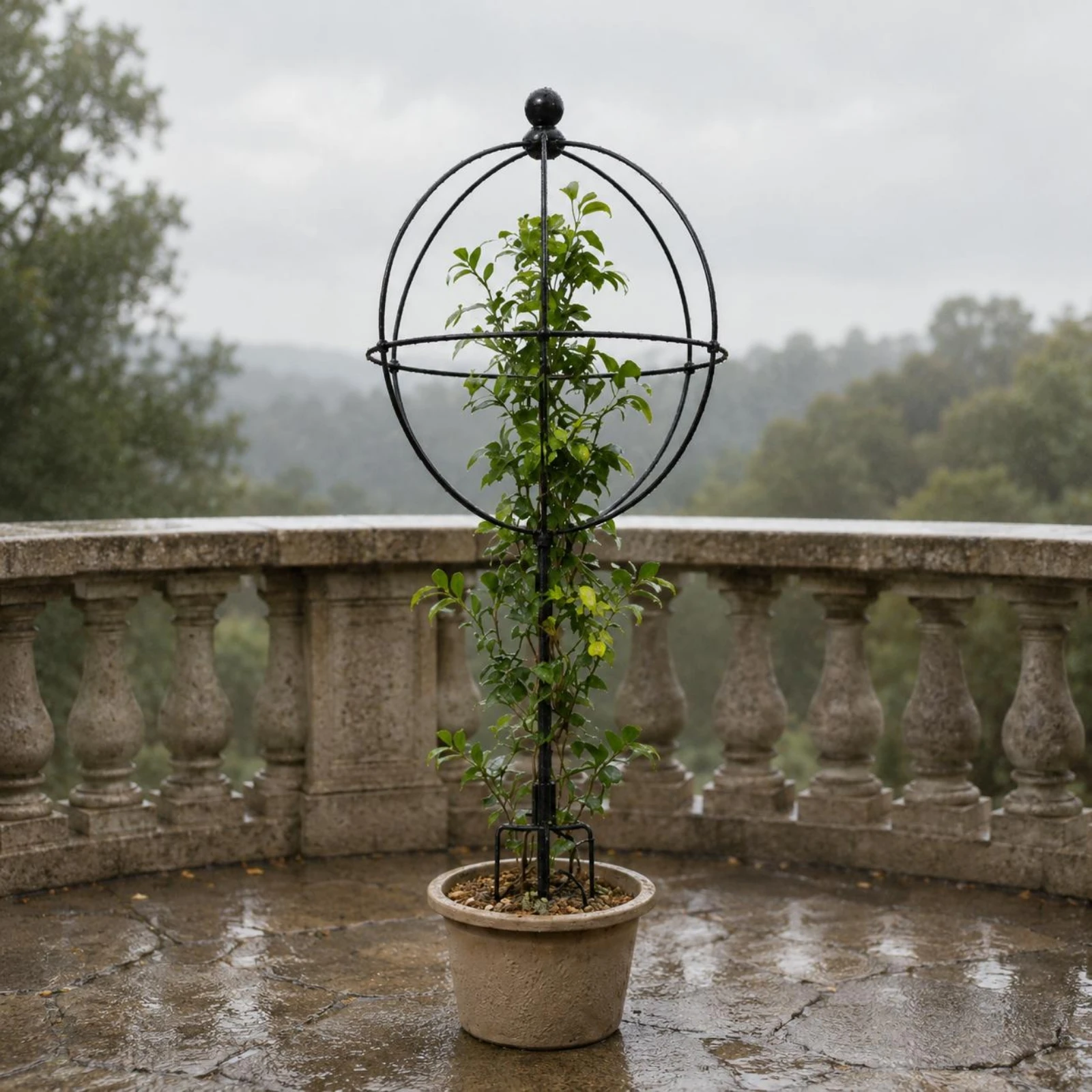 

Spherical Trellis Powder-Coated Globe Trellis Tomato Enclosure Black Garden Decor Detachable