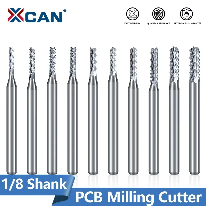 XCAN 1 Stück CNC-Fräser 1/8 Schaft PCB Fräser Hartmetall-Schaftfräser für Holzbearbeitung Durchmesser 0,8–3,0 mm