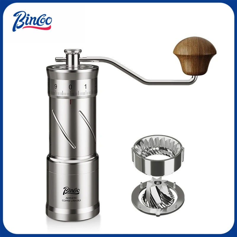 BINCOO 304 Stainless Steel Manual Coffee Grinder 7-Core Stainless Steel Burr External Adjustment Coffee Grinding Tool