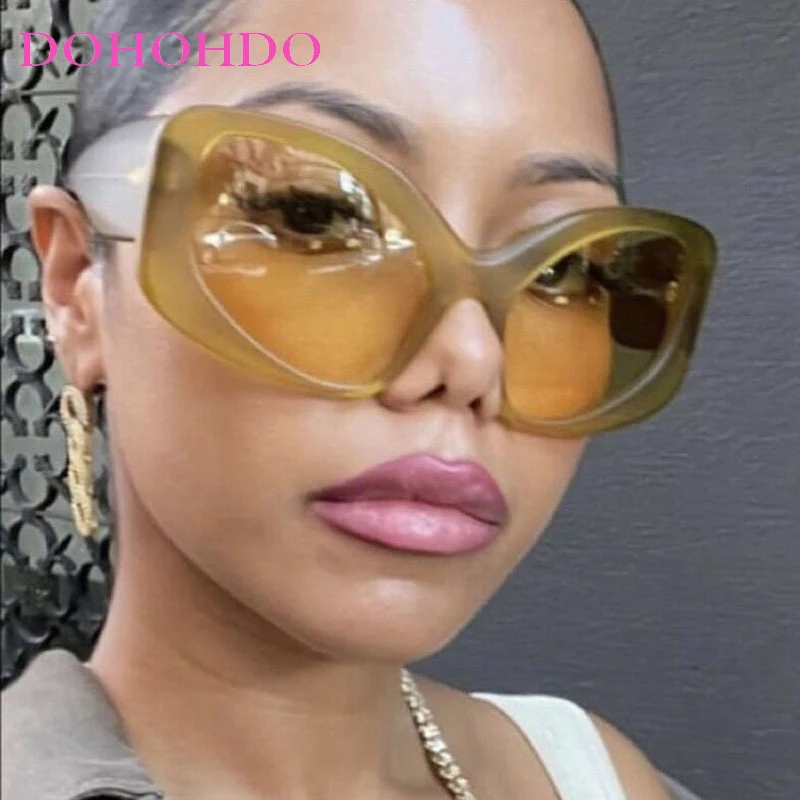 DOHOHDO Cat Eye Sunglasses Women New Luxury Brand Designer Vintage Y2k Punk Sun Glasses For Men Big Frame Retro Shades UV400