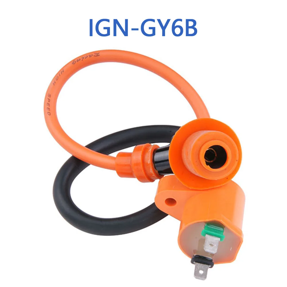 

IGN-GY6B GY6 Racing Ignition Coil + Spark Plug Cap For GY6 125cc 150cc 4 Stroke Chinese Scooter Moped 1P52QMI 1P58MJ Engine