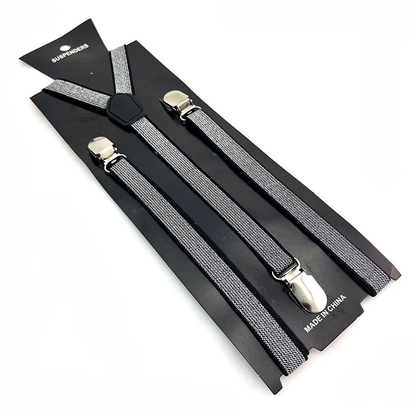 สายรัดเอวแบบหนีบสำหรับผู้หญิงและผู้ชาย แฟชั่น ยืดหยุ่น กว้าง 1.5 ซม. 2 สี ดำ ซิลเวอร์ กลิตเตอร์ สายรัดเอวแบบบาง สายรัดหลังรูปตัว Y