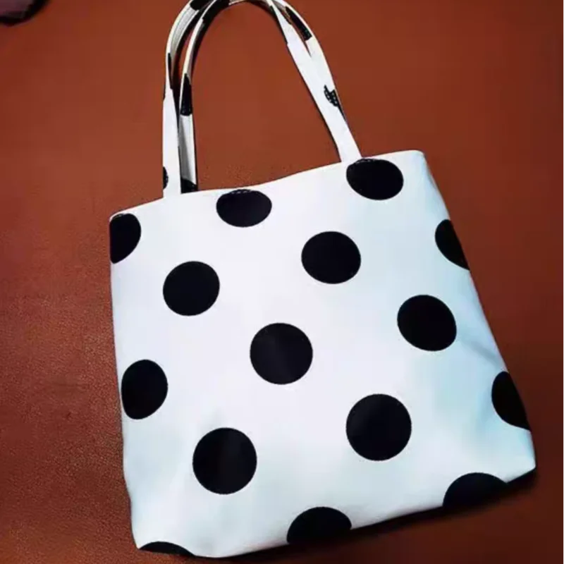 

Trendy Polka Dot Design Handbag Korean Satin Square Bag Casual Fashion Versatile Shoulderbag Large Capacity Commuter Underarmbag