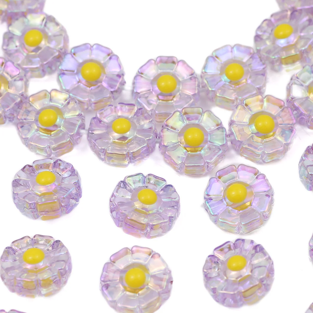 16 مللي متر اللون الأرجواني زهرة شكل الاكريليك متباعدة فضفاض الخرز لصنع المجوهرات Charms سوار قلادة المفاتيح DIY بها بنفسك اكسسوارات