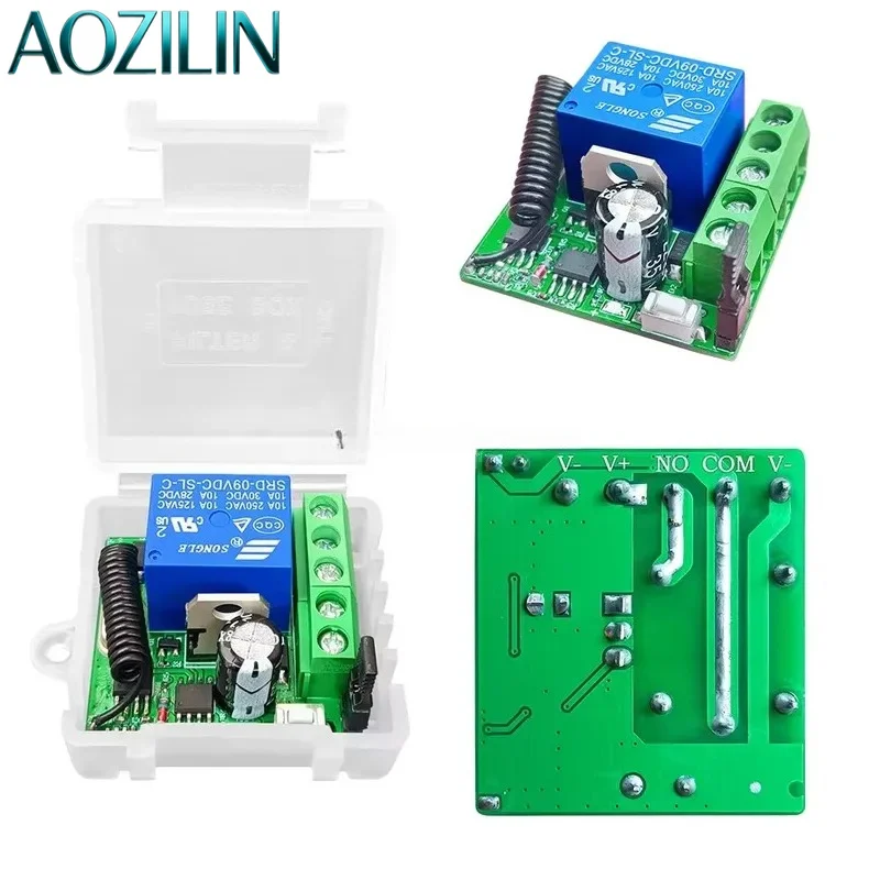 AOZILIN For RF 433MHz DC 12V 24V 30V Wireless Remote Control Switch 1 Channel Dry Wet Touchpoint Relay Receiver Module