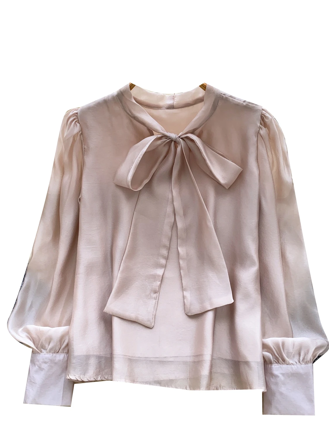 Ele Long Sve Me irt with Bow Tie Loose Fit Slimming Base Layer Top for Women Autumn Season Faion Sle