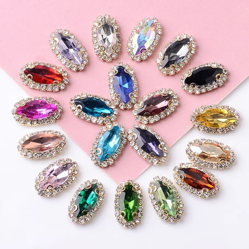 

100 pieces set DIY glass hand sewn crystal horse eye jewelry buckle DIY handmade bridal wedding jewelry spot wholesale