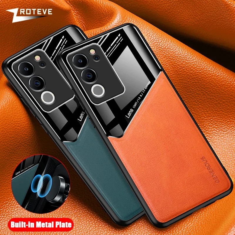 VivoV29 Pro Case Zroteve PU Leather Car Magnetic Hard PC Cover For Vivo V29 Lite V29E V29Lite V27 V27E VivoV27 VivoV29E 5G Cases 