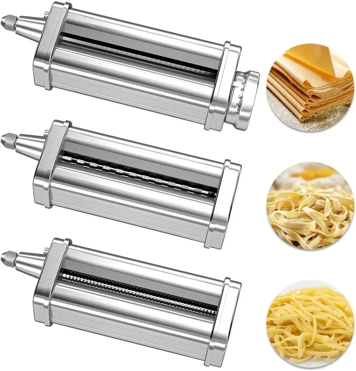 Stainless steel Pasta Maker Attachments for all KitchenAid Stand Mixer, Pasta Sheet Roller Fettuccine Cutter Spaghetti Cutter