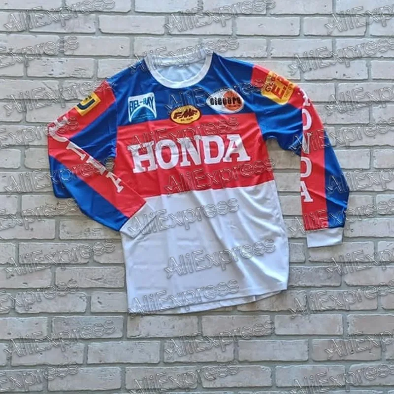 

Honda 2023, жаркое лето, мотоциклетный трикотаж с длинными рукавами, дышащая рубашка для езды на велосипеде, удобный мото-топ для гонок по бездорожью