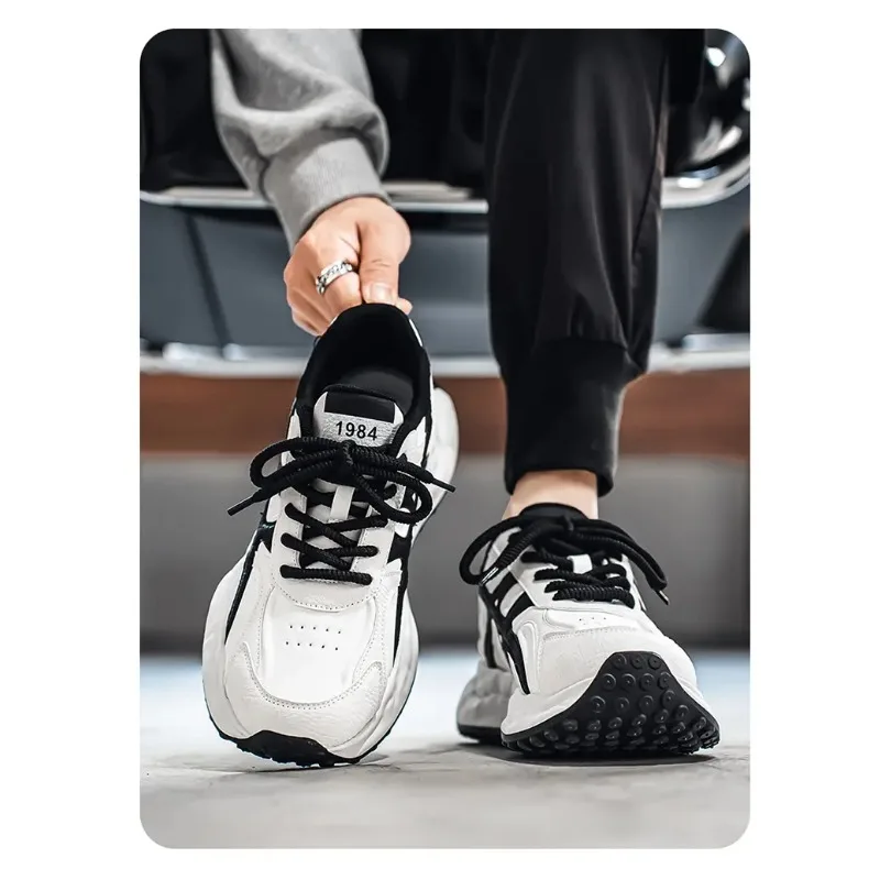 2025 Spring and Autumn New Men's Thick Bottom Comfortable Lace Up Sports Shoes Vulcanized Shoes Men's Casual Running Shoes