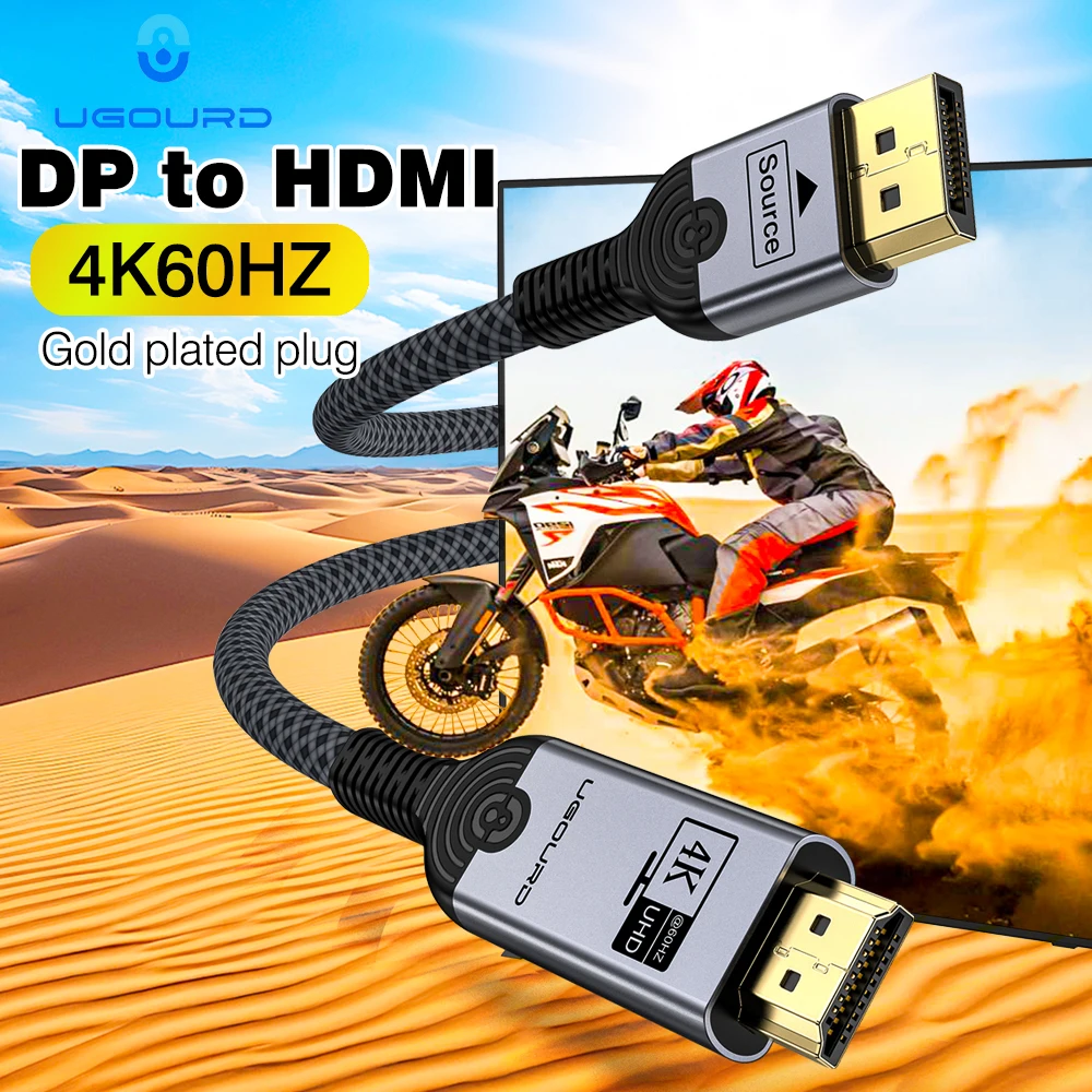 

UGOURD 4K DP-HDMI 2.0-совместимый кабель 4K60 Гц DisplayPort-HD-адаптер Display Port Video Audio для ПК, ТВ, проектора, ноутбука