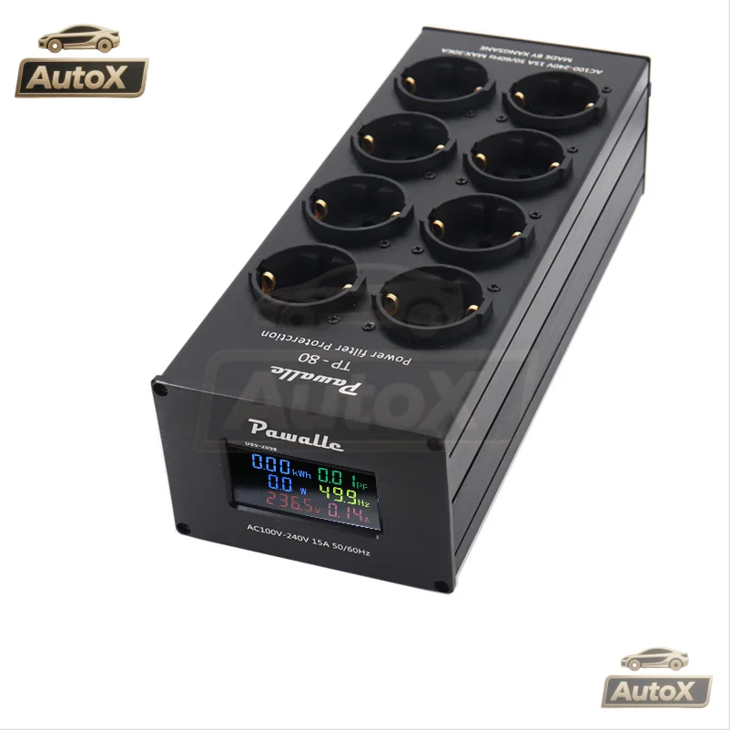 Auto X Pawalle tp80 tomada de filtro de energia redução de ruído função de exibição de tensão de proteção contra sobrecarga