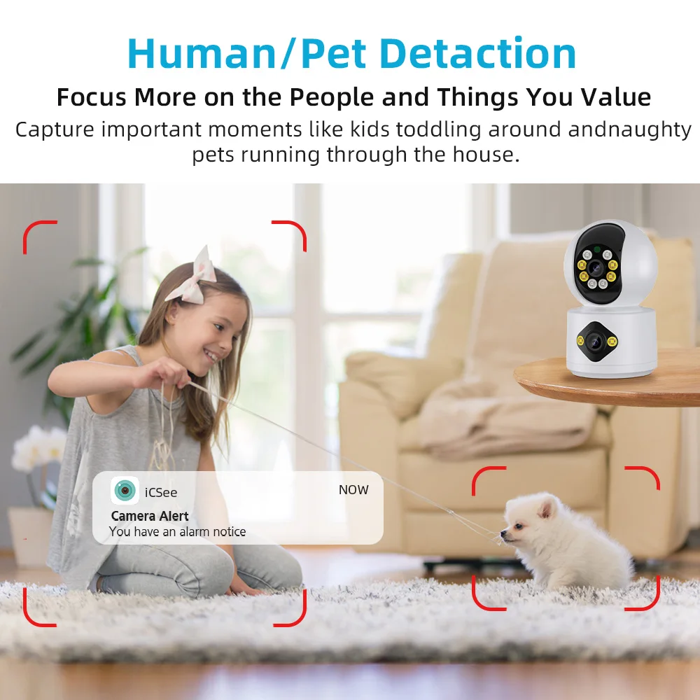 4K 8MP Dual Lens PTZ Camera Dual Screen Baby Monitor 4MP Auto Tracking Ai Human Detection Home Secuiryt CCTV Video Surveillance