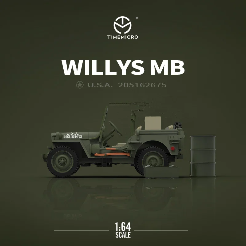 Time Micro 1:64 WW2 Willys MB Military Vehicles Alloy Diorama Car Model Collection Miniature Carros Toys