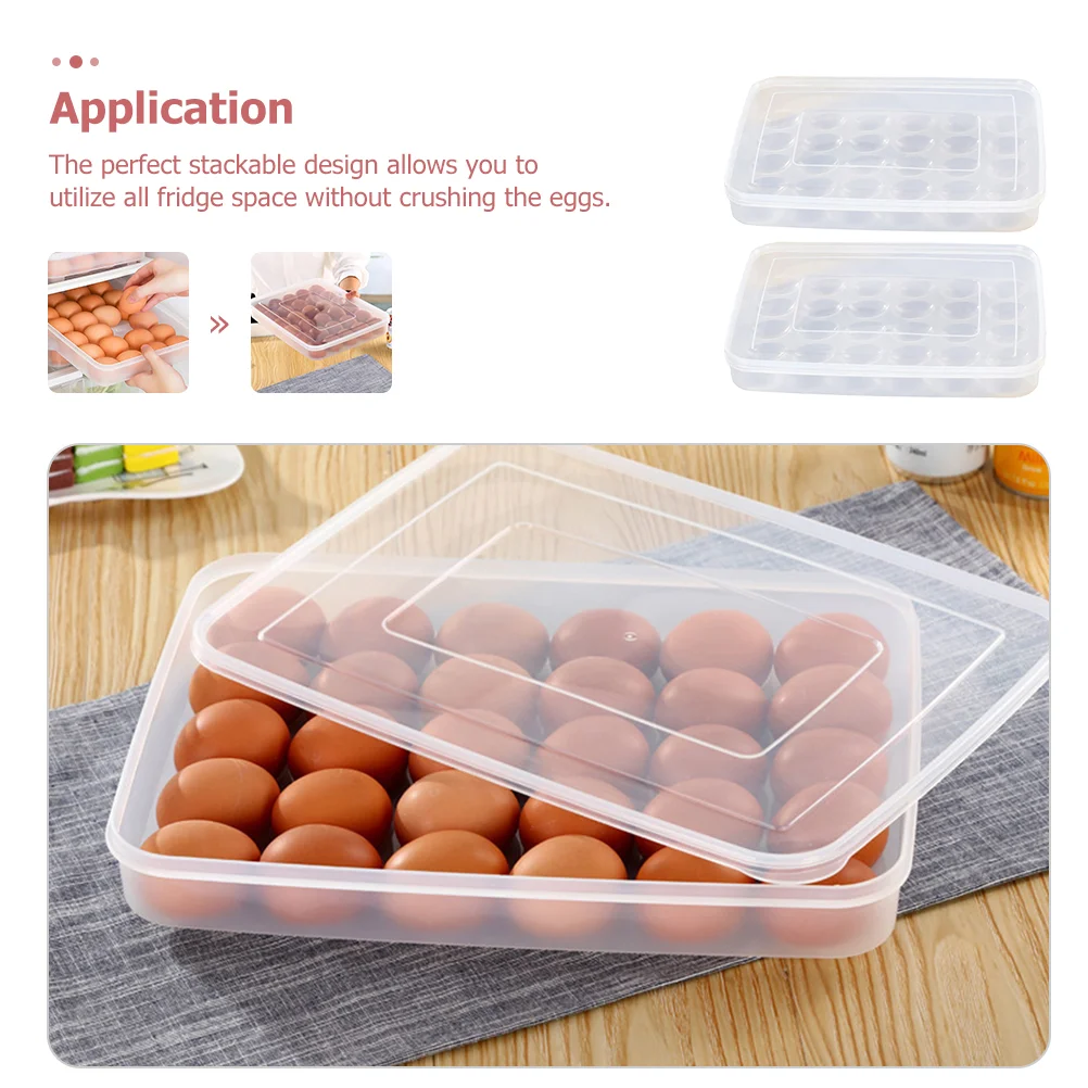 2 Pcs Egg Carton Holder with Lid Drawer for Refrigerator Freezer Container Organizer Case Fridge Storage Cases Box