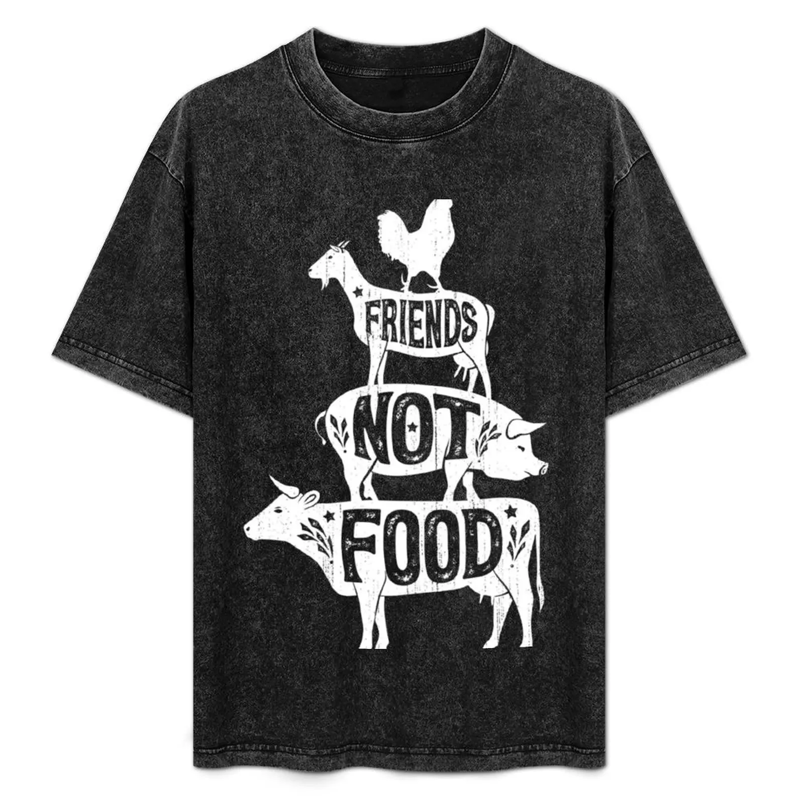 Friends Not Food - Vegan Vegetarian Animal Lovers T-Shirt - Vintage Distressed T-Shirt T-Shirt anime t shirt men