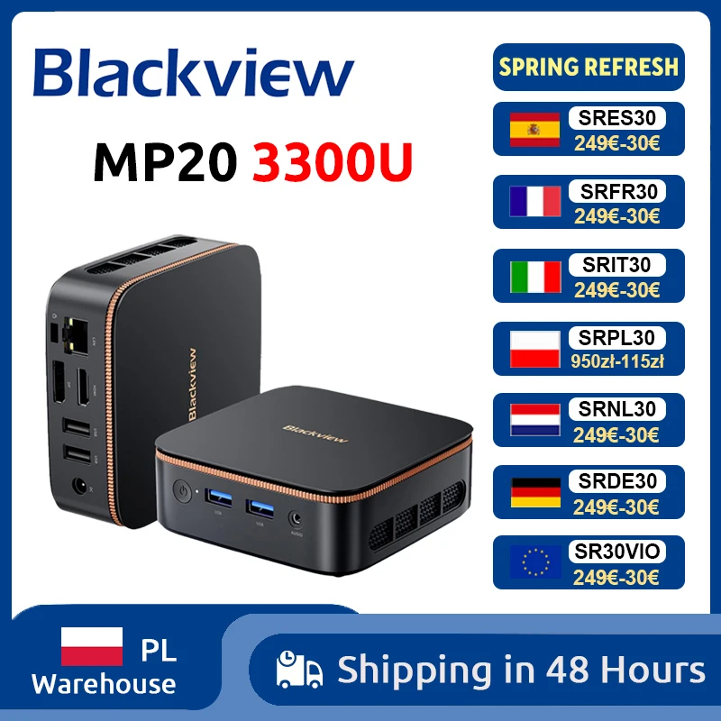 Wereldpremière Blackview MP20 NIEUWE Mini PC Windows 11 PC AMD R3 3300U 16GB (ondersteunt max. 32GB) DDR4 512GB SSD 4K UHD