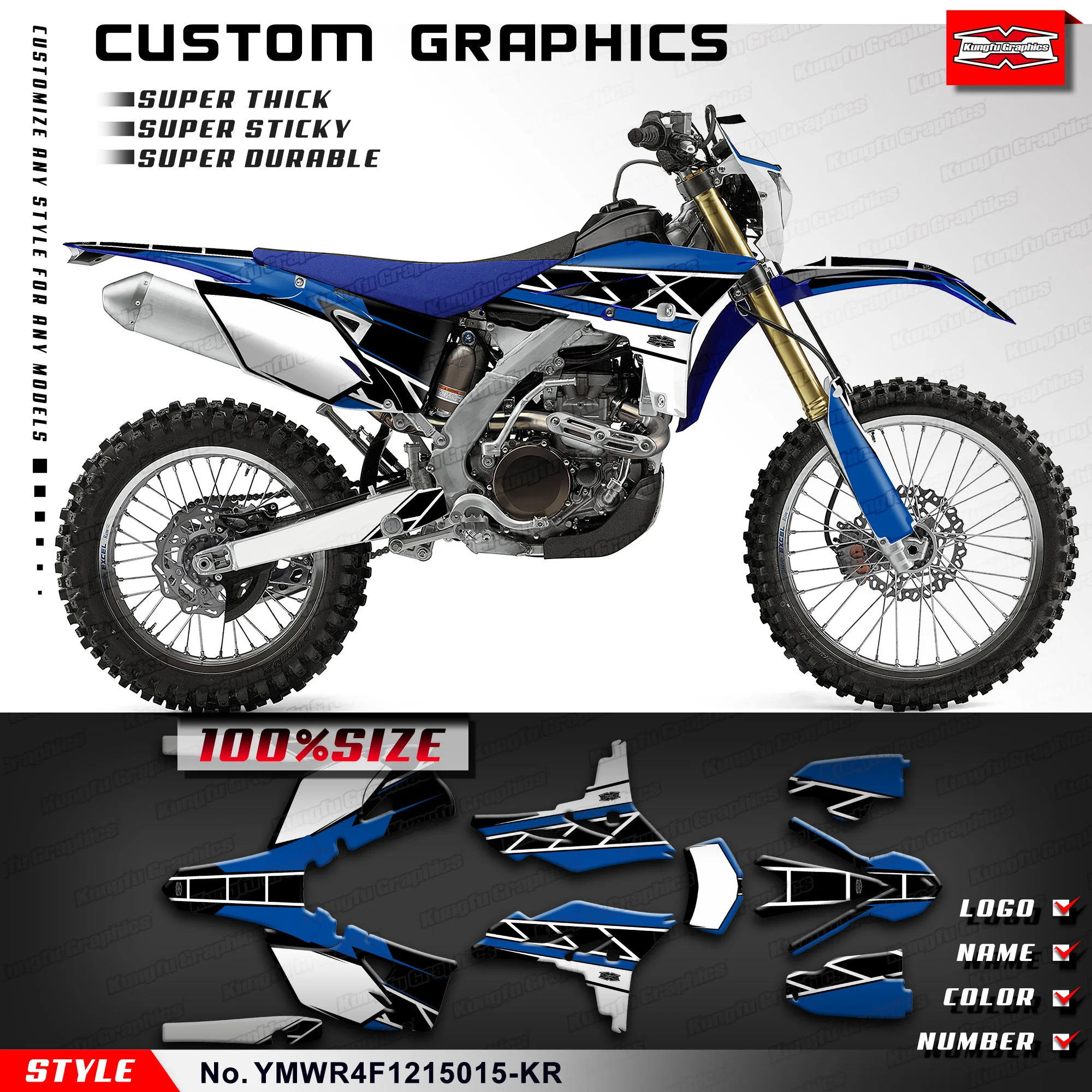 

KUNGFU GRAPHICS MX Stickers Custom Decal Kit for Yamaha WR450F 2012 2013 2014 2015 YMWR4F1215015-KR