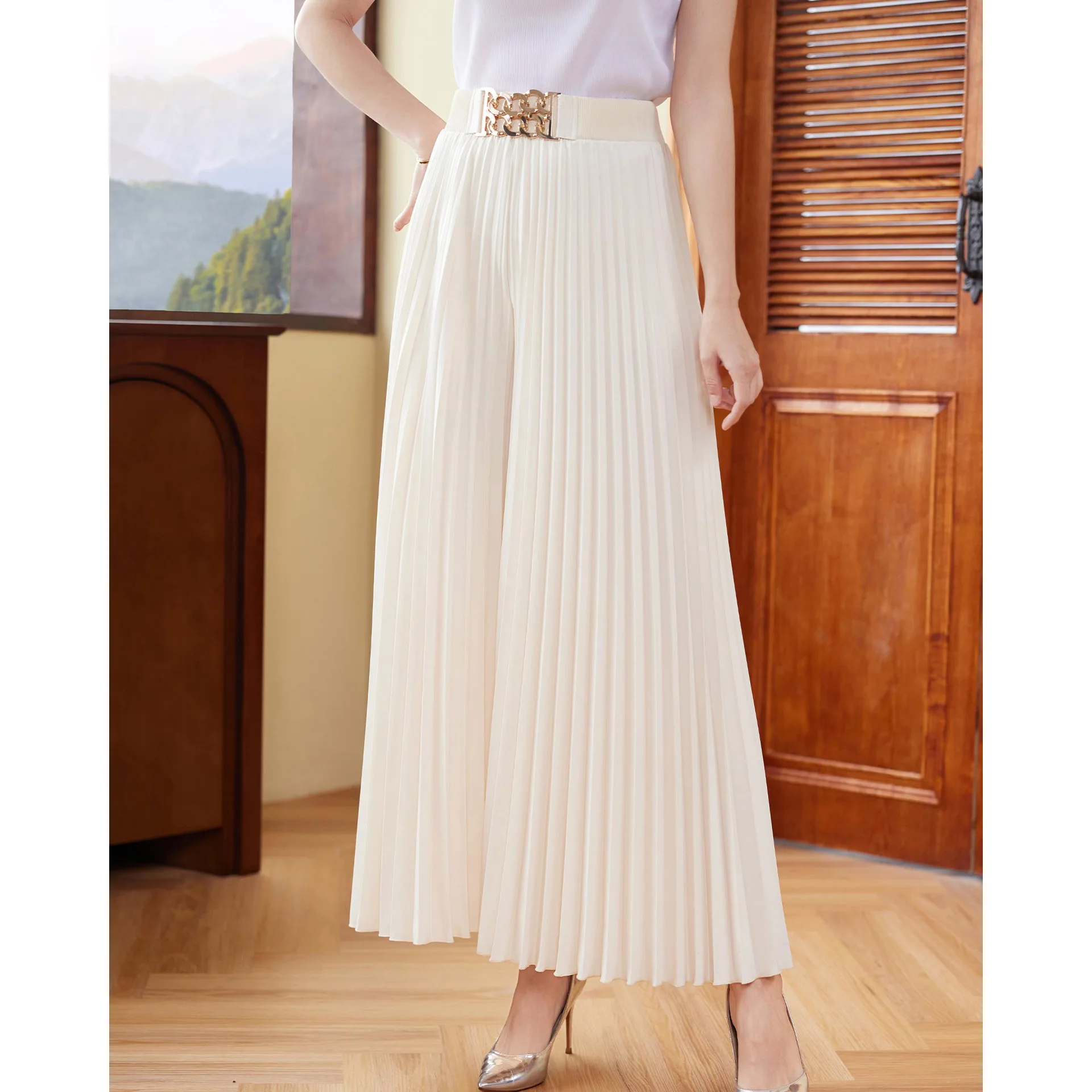 Miyake Pleated Harmony Draped, Premium Wide-leg Pants