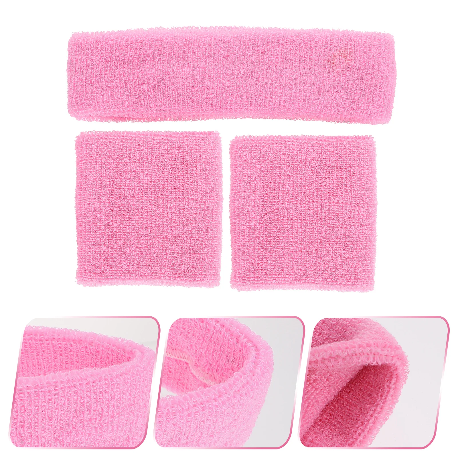 

Tennis Sweatbands Sports Headband Wrist Guard Set for Wrists Absorb Running Pink Fitness