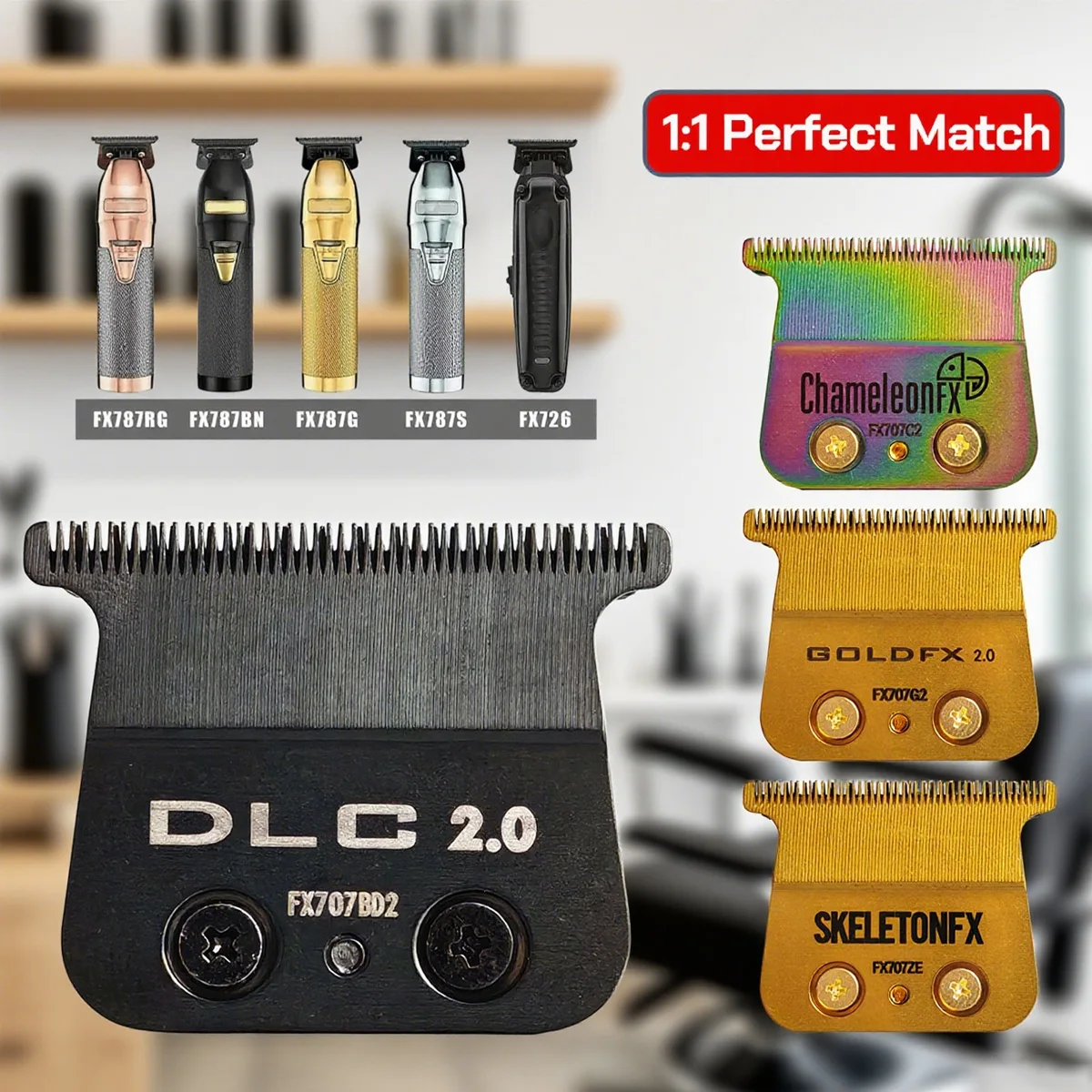 New Cutter bit Professional Colorful DLC FX707Z Rplacement TITANIUM Blade Compatible With BaBy PRO Hair Trimmers FX787 and FX726