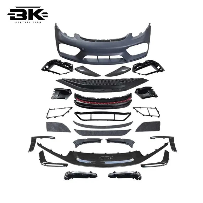 

Factory Hot Selling 718 981 Cayman Boxster Upgrade GT4 Style Front Bumper Assembly Car Tuning Parts Dry Carbon Bodykit for Porsc