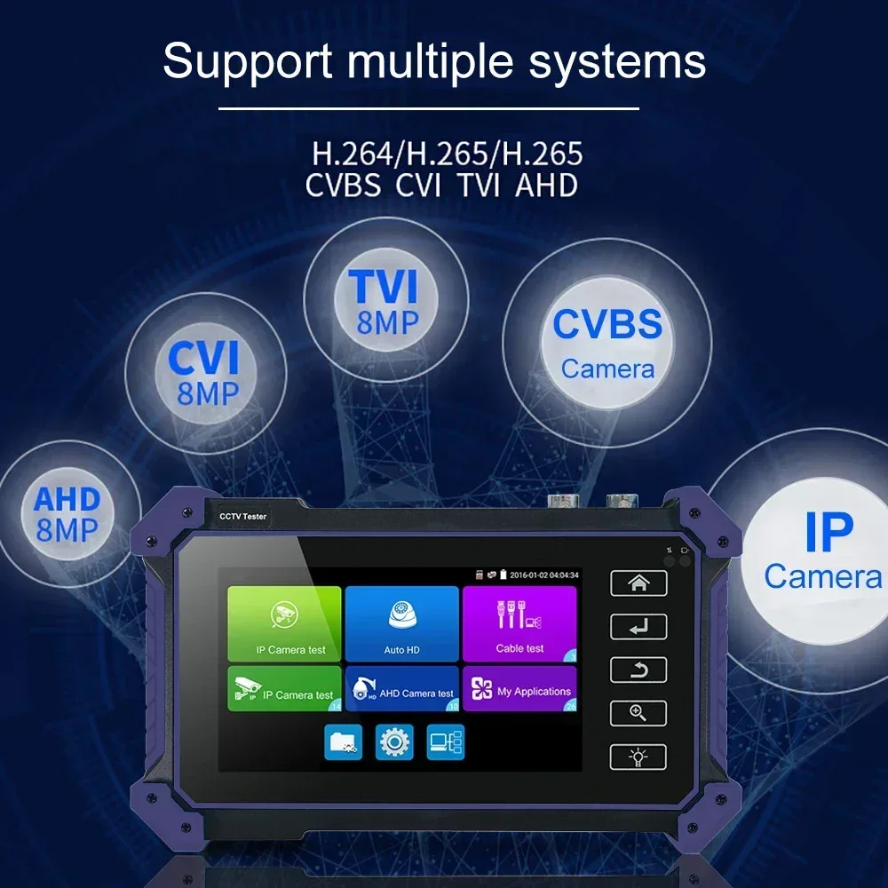 PEGATAH CCTV Camera Tester with HDMI and VGA Input, CCTV Monitor, IP Camera Tester, 8MP, AHD, CVI, SDI, 5.4 