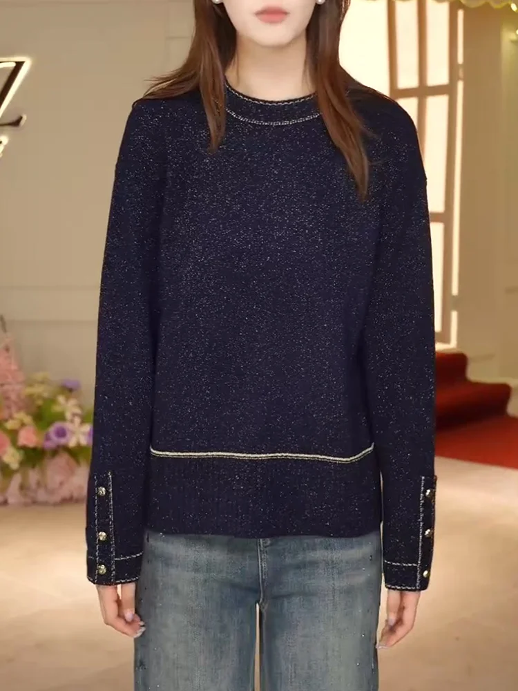 

Корейский модный универсальный женский топ оверсайз из новой осенней коллекции с эффектом потертости и цветовым блоком