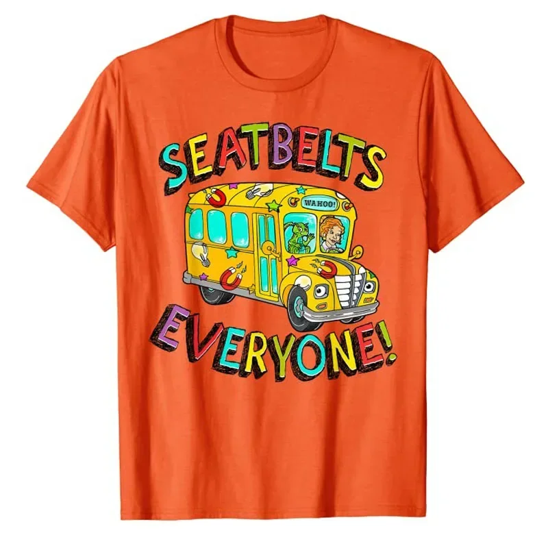 Cartoon Comics Tee Aesthetic Clothes Gift Idea Seatbelts Everyone Funny Magic School Bus Driver Job Pride T-Shirt for Men summer