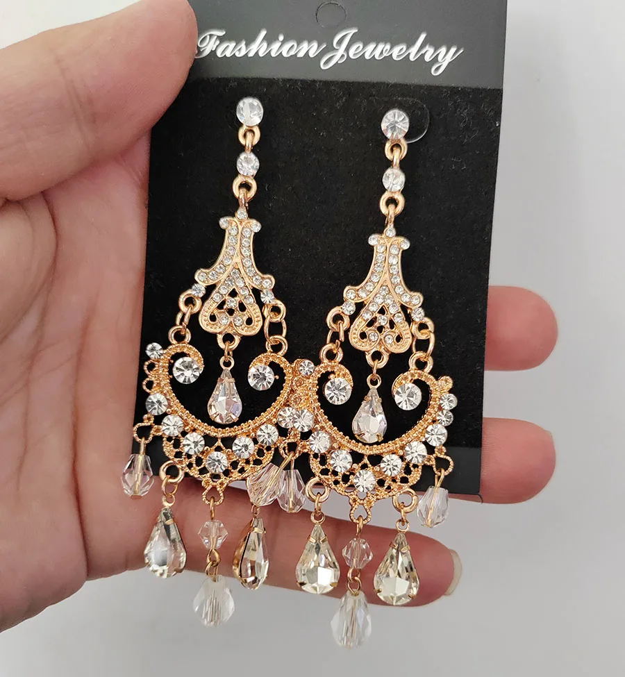 FARLENA Wedding Jewelry Korean Clear Crystal Rhinestones long drop Earrings for Women Fashion Bridal Earrings 2023