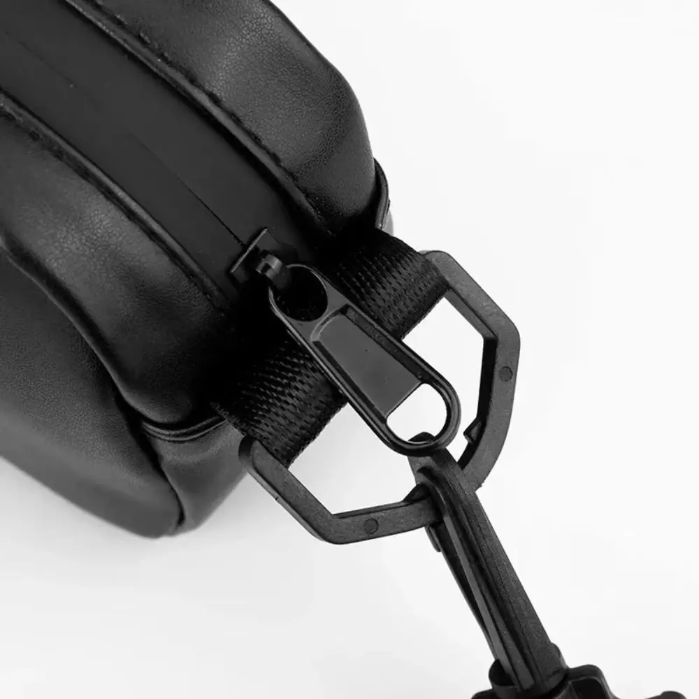 PU Leather Men's Phone Bag High-end Unisex Black Crossbody Bag Zipper with Small Hanging Bag Mini Shoulder Bag for Couple