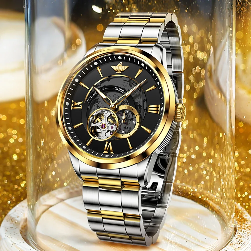 Oupinke 3190 Men Mechanical Watches Luxury Tourbillon Stainless Skeleton Custom Logo OEM Waterproof Mans Automatic Watch