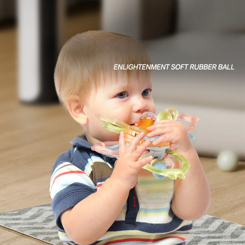 Baby's Hand-held Ball Toy for Early Childhood Education, Grip Training for Babies, Can Chew Teeth, Glue, Shake Bells Soothe Mood