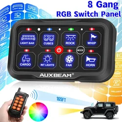 Auxbeam Universal RGB 8 Gang Switch Panel Car On-Off Control Relays System with Remote Control for Cars Boats RA84