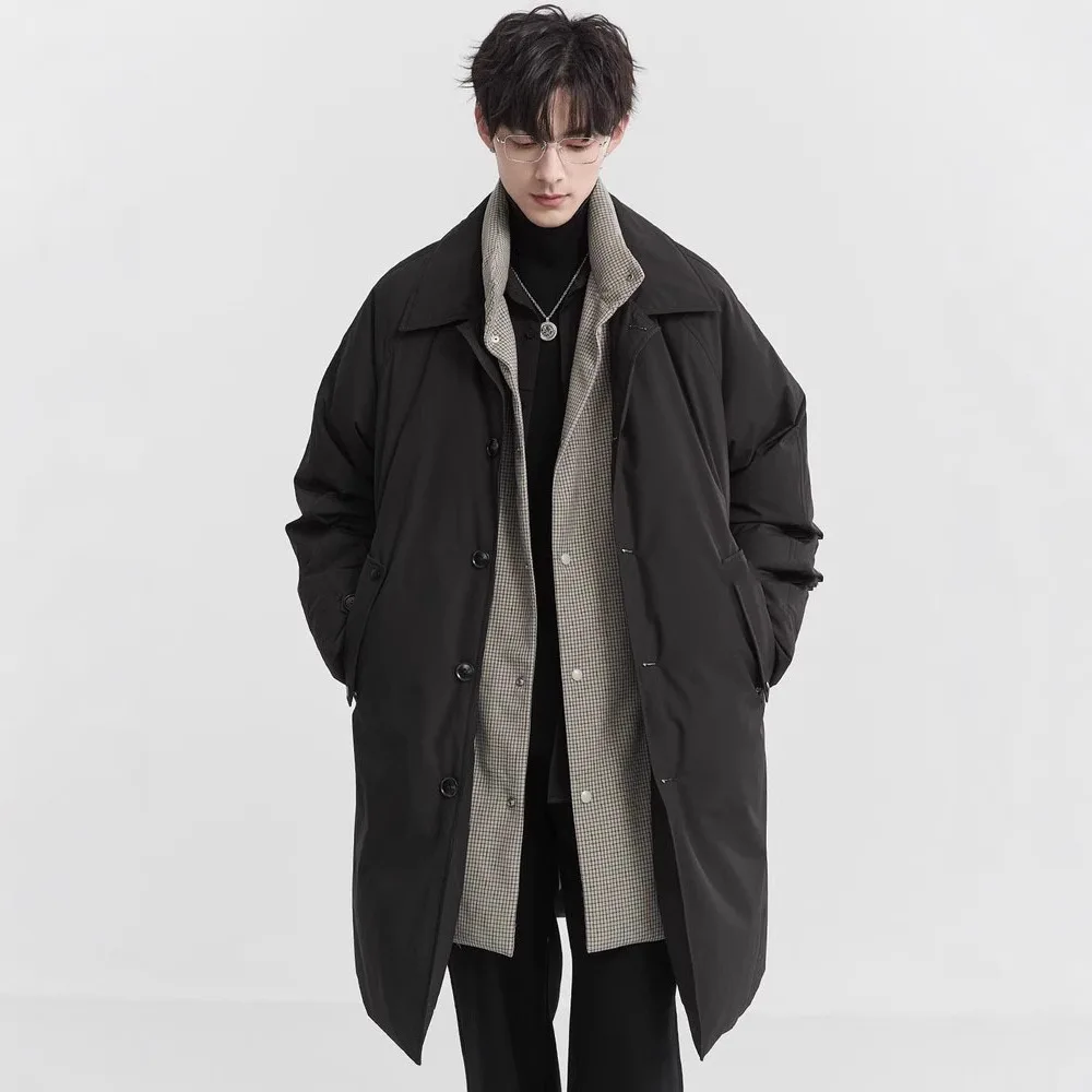 2024 Men Winter Fashion Long Patchwork Down Jackets Men's Thicken Warm Loose Coats Male New White Duck Down Overcoats
