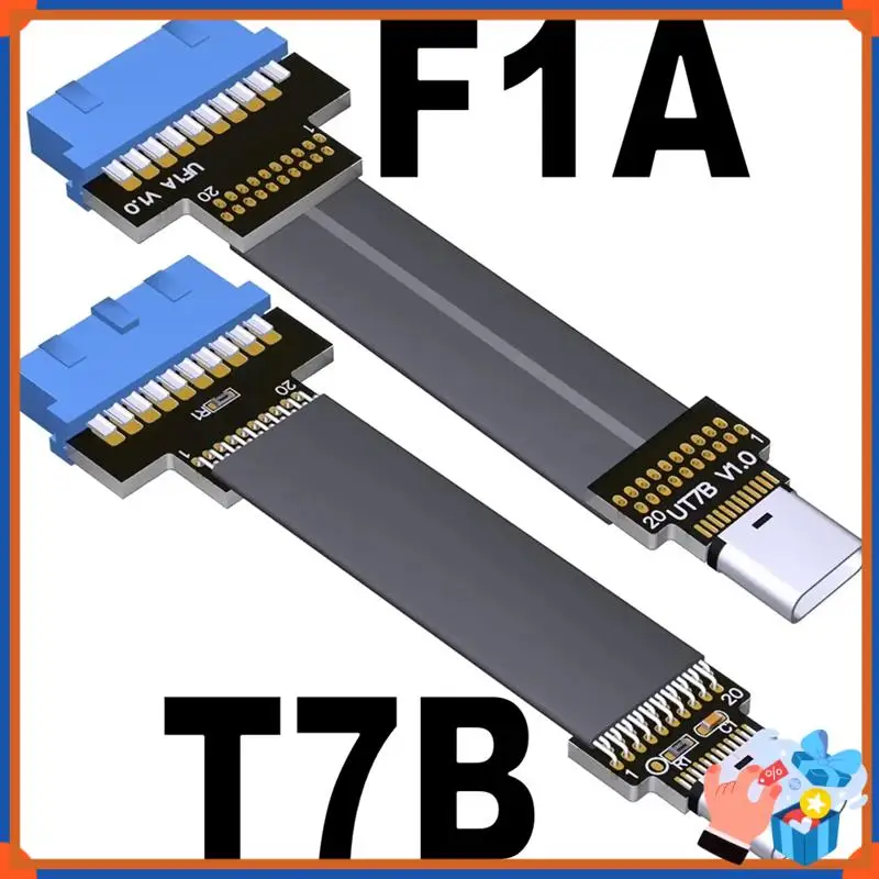Compact USB 3.0 Type-C To Type-E 19/20P Internal Mainboard Flat Ribbon Cable Extender For ITX/ATX Pcs