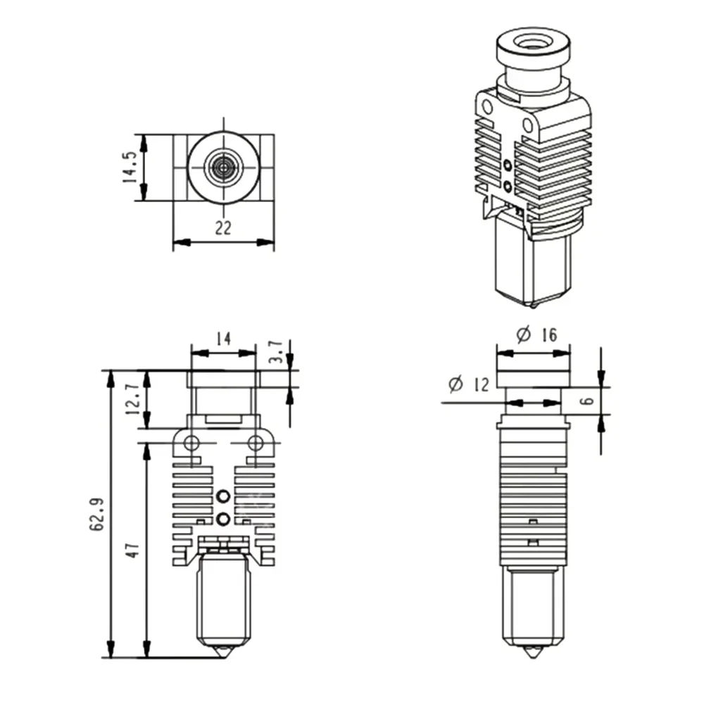 Nova atualização tz e3 2.0 kit hotend cabeça de impressão de alta velocidade para ender 3/cr10/voron 2.4 extrusora hi-end j-head para ender 3 v2 cr10