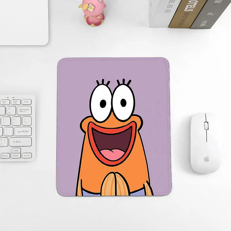 Funny Creative Quality Leather Mouse Pad Small Computer Pad Desk Edge Lock Patrick Star SpongeBob SquarePants Non-Slip Mouse Pad