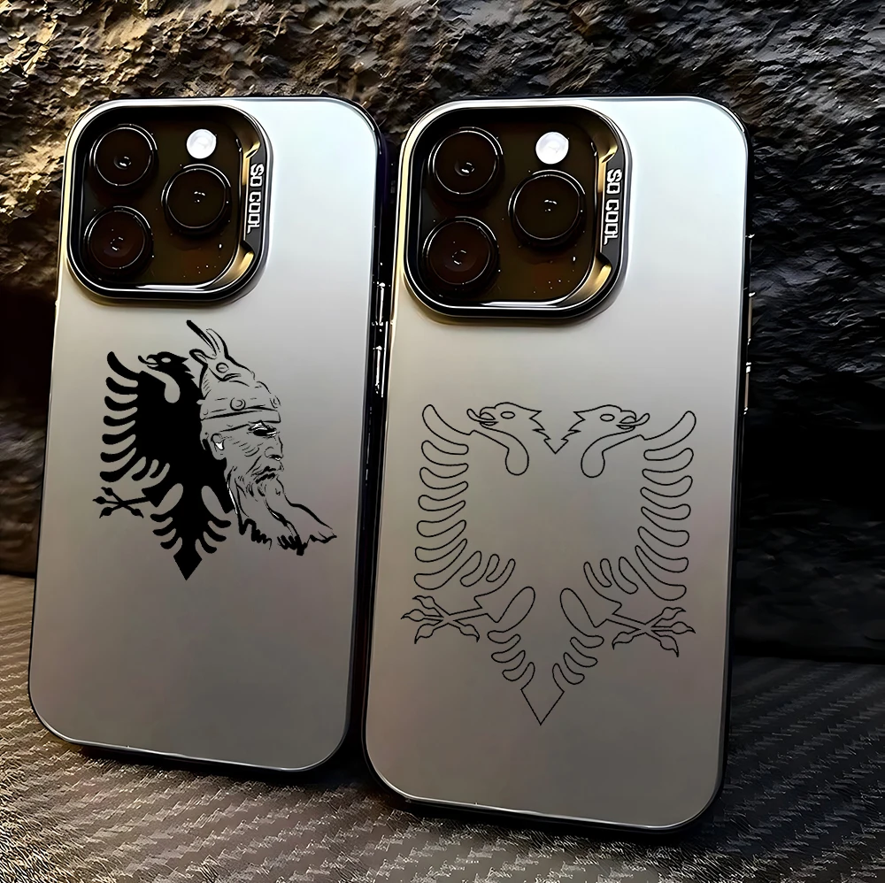 Image of Albanische Flaggen-Karte Handyhülle für iPhone 17 16e 16 15 14 13 12 11 mini Pro Max X XR XSMAX 8 7 Air Plus Sturzsichere Matte Rückseite
