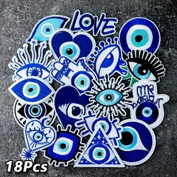 18Pcs/Lot Eye Blue Patches for Clothes Embroidery Appliques Ironing Clothing Sewing Supplies Decorative Iron on Patch