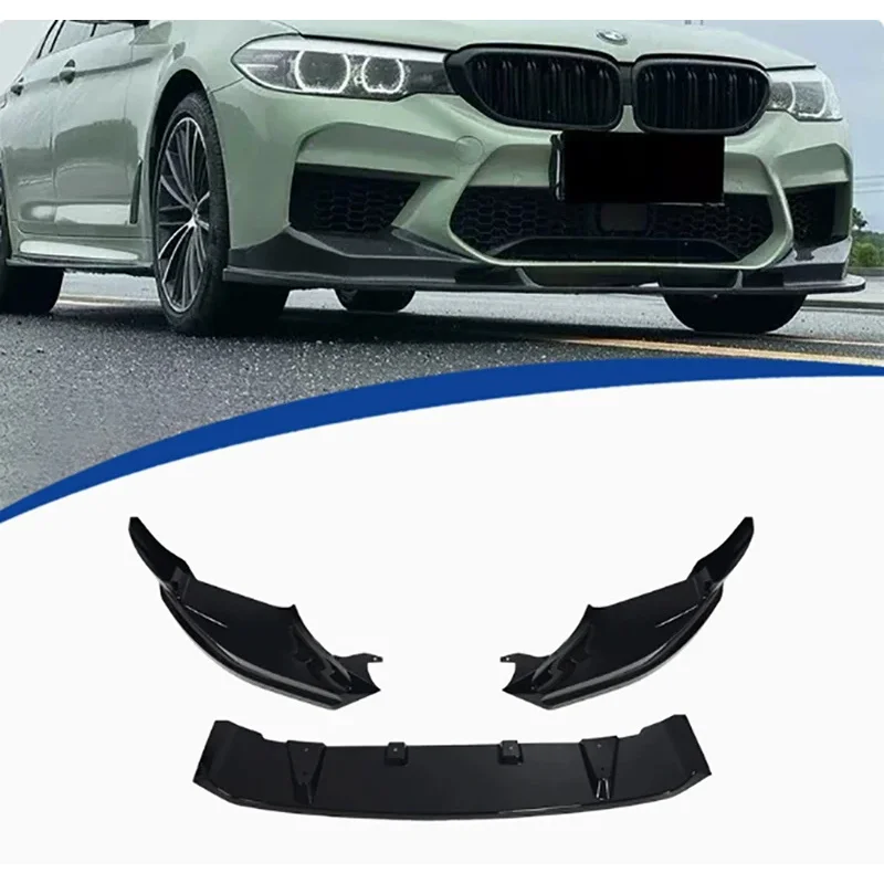

For BMW M5 F90 2017-2020 Bright Black Car Front Bumper Diverter Spoiler Diffuser Glossy Black Front lip chin CT Style body kit