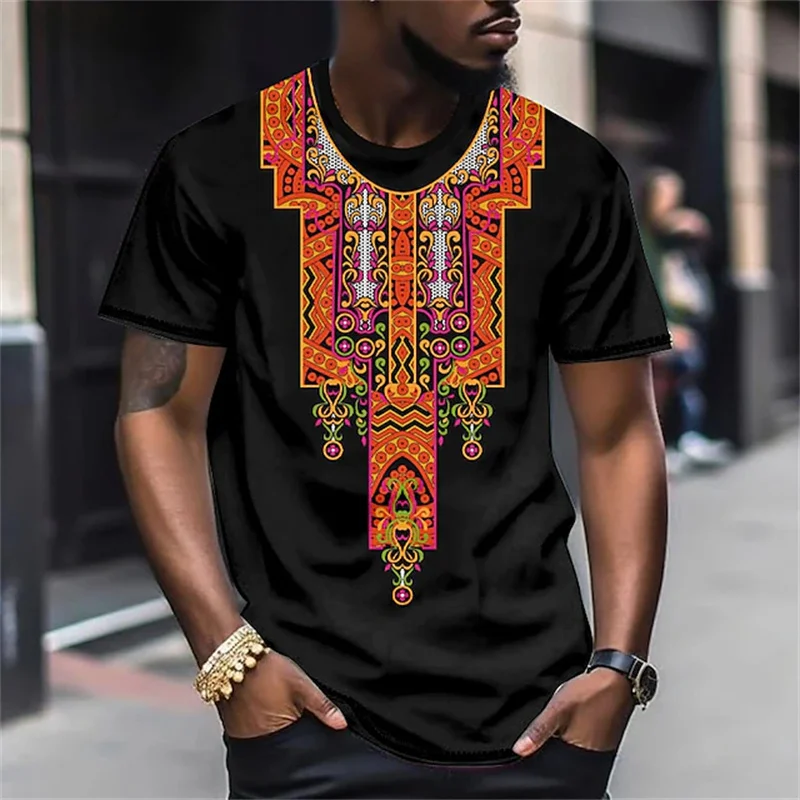 Harajuku 3D African Dashiki Tribal Print T Shirt Ethnic Patterns Graphic Tee Shirts Kid Fashion Short Sleeves Cool Mens Clothing