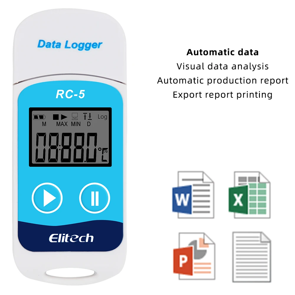 Elitech RC-5+ USB-Datenlogger-Recorder, PDF, wiederverwendbarer Temperatur-Datenlogger, Upgrade für Kühlung, Kaltketten-Transportlabore – Detail 9