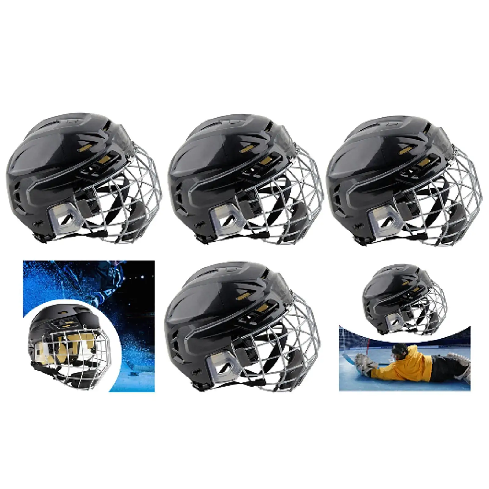 

Hockey Helmet Training Adjustable Exercise with Facemask Practice Game Sturdy Headgear Ice Hockey Helmet Ice Speed Skate Helmet