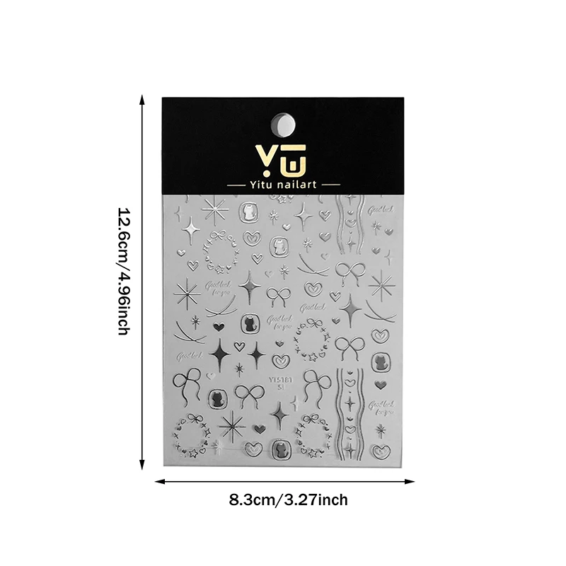 สติกเกอร์ติดเล็บลายโบว์น่ารักหวานๆ รูปหัวใจและสุนัข แบบติดเองสำหรับตกแต่งเล็บ DIY สำหรับผู้หญิงและเด็กผู้หญิง