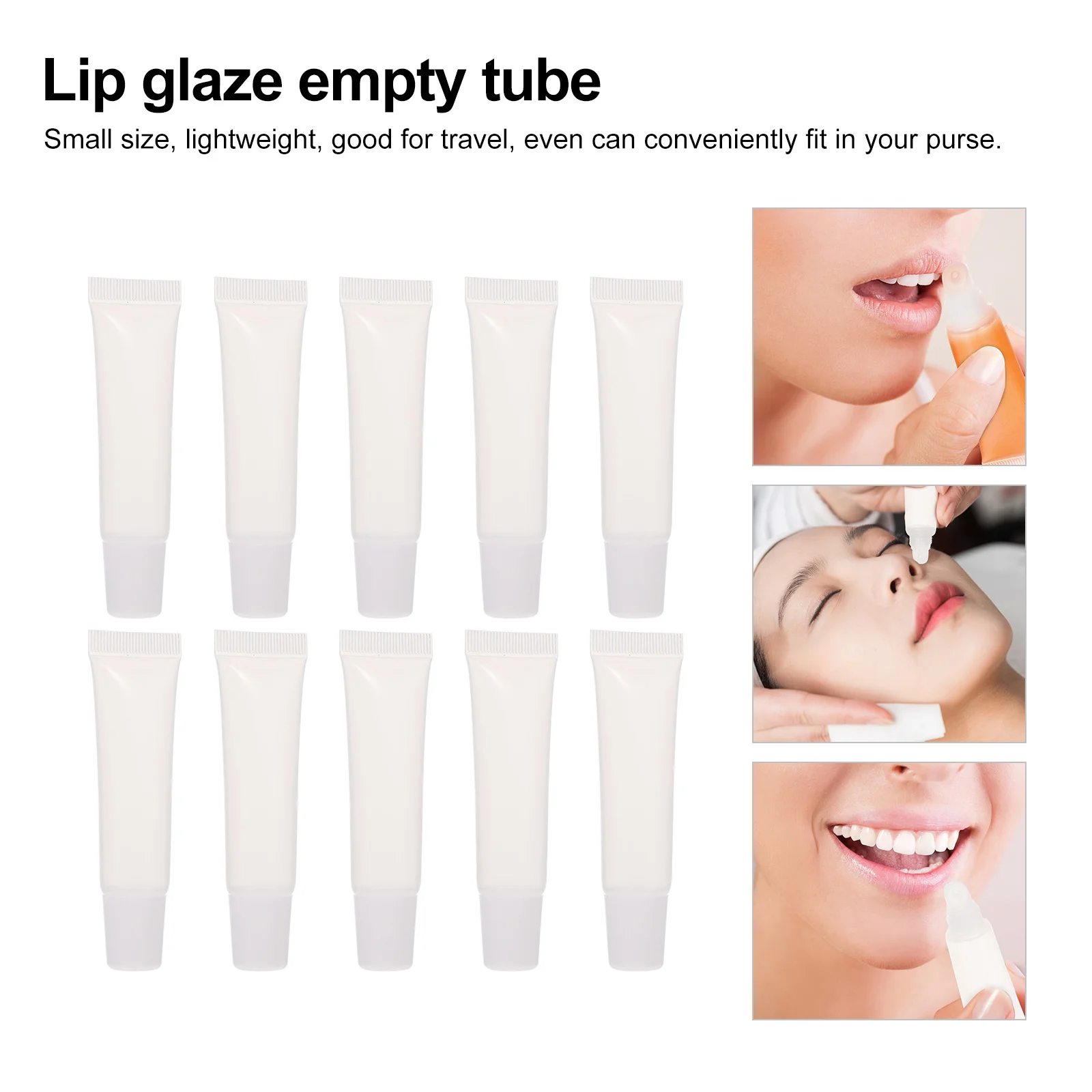 10 Pcs Empty Tube of Lip Glaze Hose Travel Labels Tubes Refillable Containers Plastic Small Gloss Bottles Holder