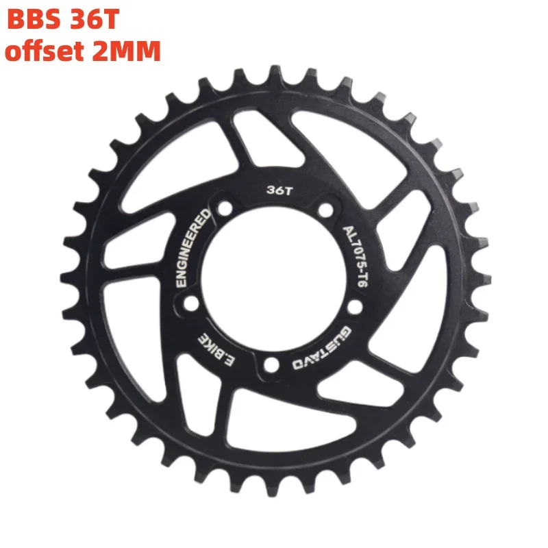 GUSTAVO 32/34/36/38/40T E-Bike Kettenblatt Motorisiertes Kurbelset für BAFANG BBS01 BBS02 BBSHD Mittelmotor-Zubehör – Detail 2
