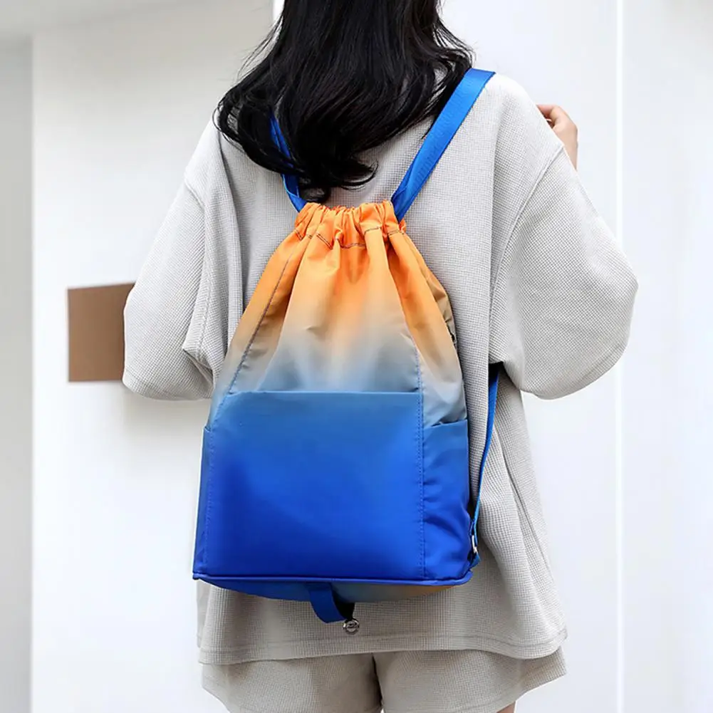 

Drawstring Gym Backpack Waterproof Gradient Color Basketball Bag Foldable Sports Backpack for Soccer Training Swimmers