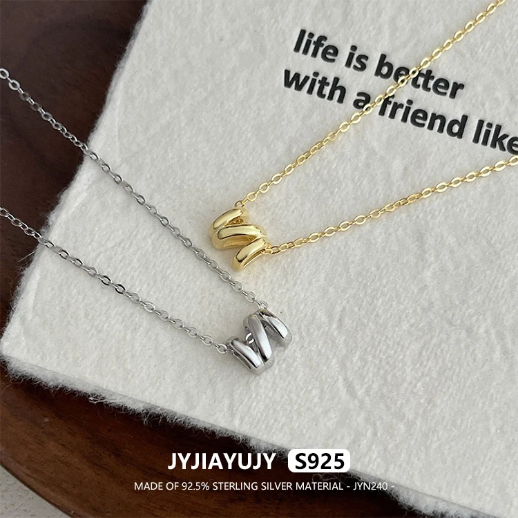 

JYJIAYUJY 100% Whole Original Sterling Silver S925 45CM Necklace Chain Geometric Ripple Fashion Jewelry Gift Daily JYN240